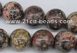 CRO403 15.5 inches 14mm round red leopard skin jasper beads wholesale