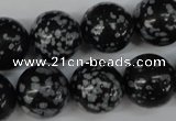 CRO404 15.5 inches 14mm round snowflake obsidian beads wholesale