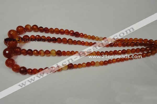 CRO700 15.5 inches 6mm – 14mm faceted round red agate beads