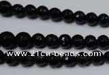 CRO702 15.5 inches 6mm – 14mm faceted round black agate beads