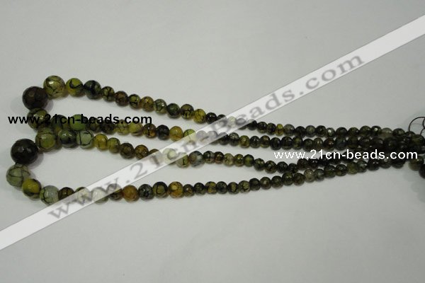 CRO703 15.5 inches 6mm – 14mm faceted round dragon veins agate beads