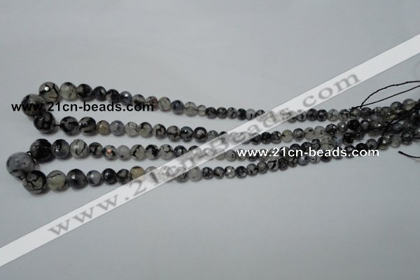 CRO704 15.5 inches 6mm – 14mm faceted round dragon veins agate beads