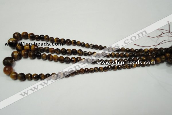 CRO710 15.5 inches 6mm – 14mm faceted round yellow tiger eye beads