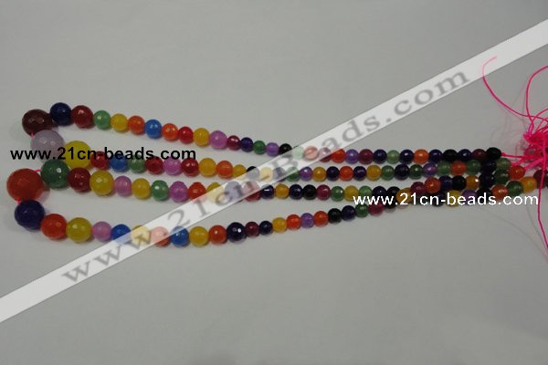 CRO713 15.5 inches 6mm – 14mm faceted round mixed candy jade beads