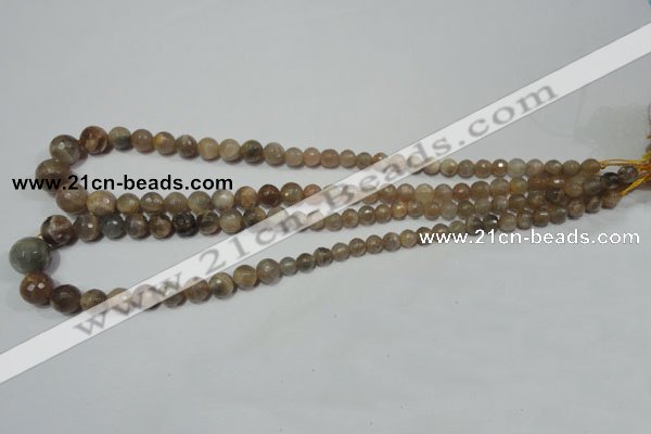 CRO730 15.5 inches 6mm – 14mm faceted round moonstone gemstone beads