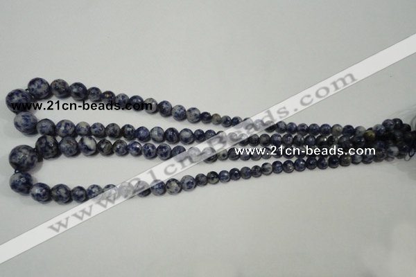 CRO733 15.5 inches 6mm – 14mm faceted round blue spot stone beads