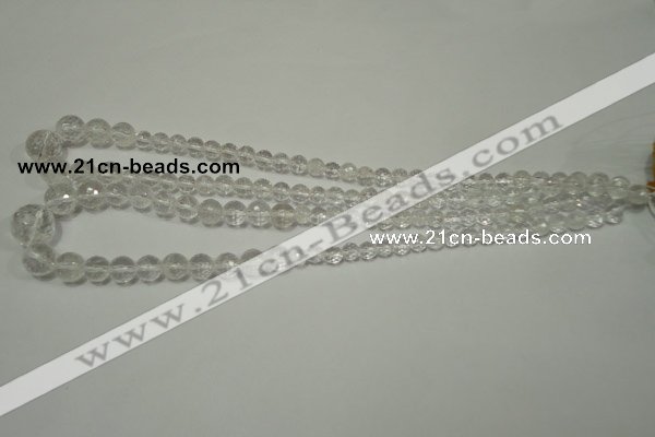 CRO741 15.5 inches 6mm – 14mm faceted round white crystal beads