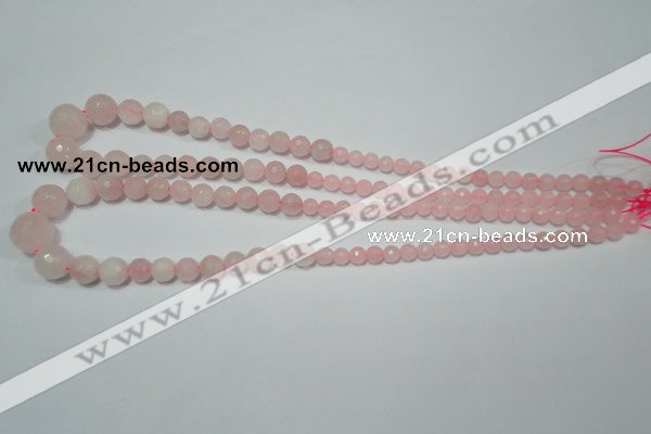 CRO742 15.5 inches 6mm – 14mm faceted round rose quartz beads