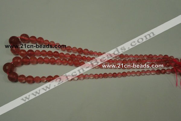 CRO745 15.5 inches 6mm – 14mm faceted round cherry quartz beads