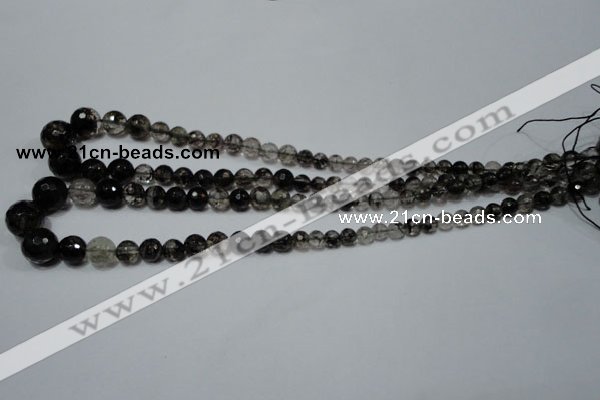 CRO749 15.5 inches 6mm – 14mm faceted round watermelon black beads