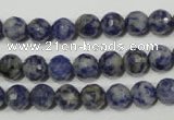 CRO772 15.5 inches 8mm faceted round blue spot stone beads wholesale