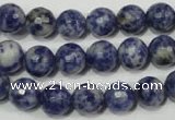 CRO773 15.5 inches 10mm faceted round blue spot stone beads wholesale