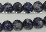 CRO774 15.5 inches 12mm faceted round blue spot stone beads wholesale