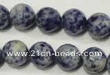 CRO775 15.5 inches 14mm faceted round blue spot stone beads wholesale