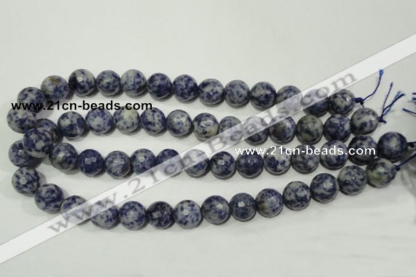 CRO775 15.5 inches 14mm faceted round blue spot stone beads wholesale