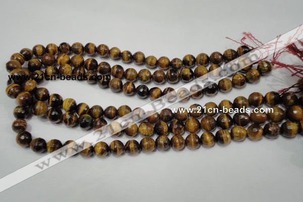 CRO783 15.5 inches 10mm faceted round yellow tiger eye beads wholesale