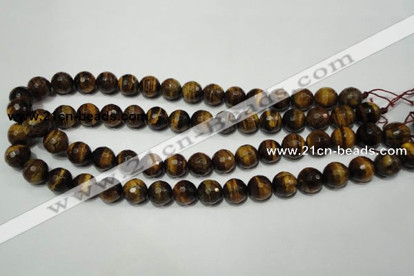 CRO784 15.5 inches 12mm faceted round yellow tiger eye beads wholesale