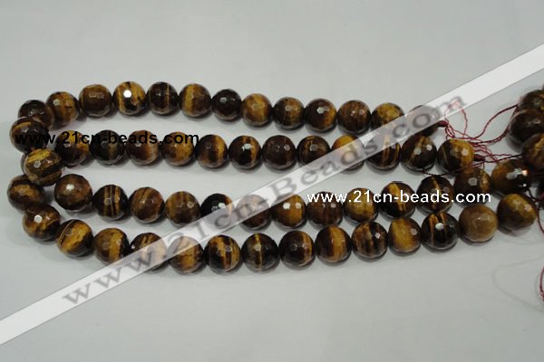 CRO785 15.5 inches 14mm faceted round yellow tiger eye beads wholesale