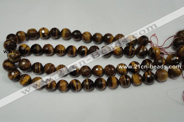 CRO786 15.5 inches 16mm faceted round yellow tiger eye beads wholesale