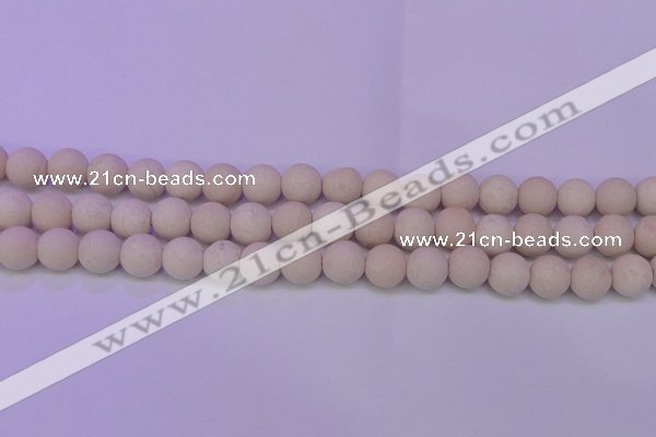 CRO791 15.5 inches 6mm round matte rice white fossil beads