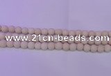 CRO793 15.5 inches 10mm round matte rice white fossil beads