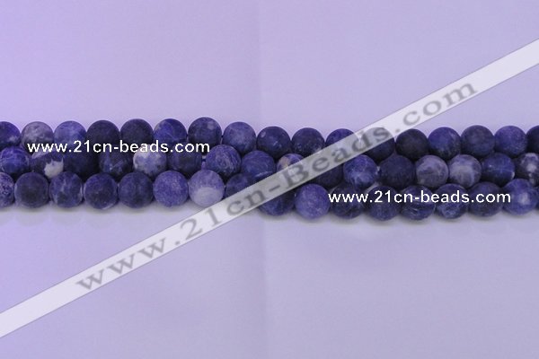 CRO805 15.5 inches 14mm round matte sodalite gemstone beads