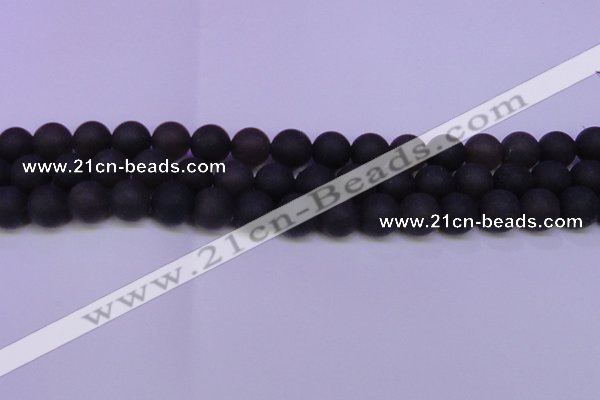 CRO840 15.5 inches 4mm round matte smoky quartz beads