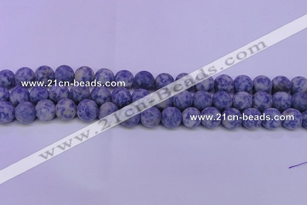 CRO851 15.5 inches 6mm round matte blue spot beads