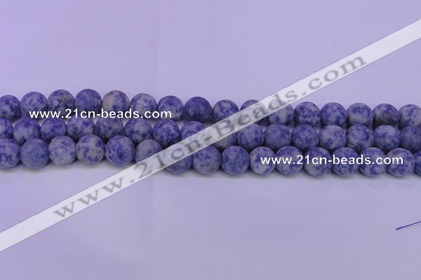 CRO853 15.5 inches 10mm round matte blue spot beads
