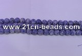 CRO854 15.5 inches 12mm round matte blue spot beads