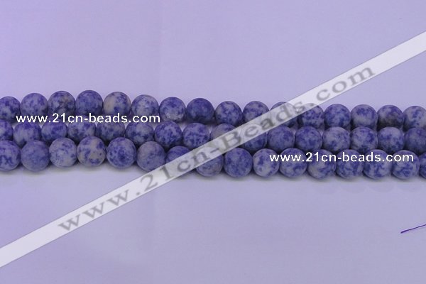 CRO854 15.5 inches 12mm round matte blue spot beads