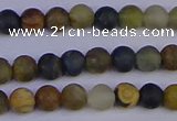 CRO910 15.5 inches 4mm round matte golden pietersite beads