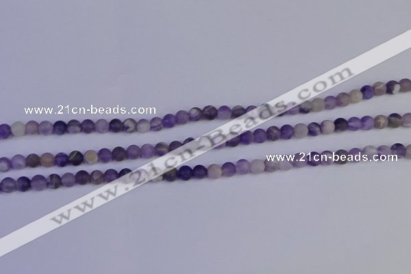 CRO920 15.5 inches 4mm round matte dogtooth amethyst beads