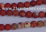 CRO930 15.5 inches 4mm round matte red jasper beads wholesale