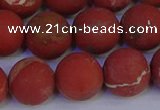 CRO935 15.5 inches 14mm round matte red jasper beads wholesale