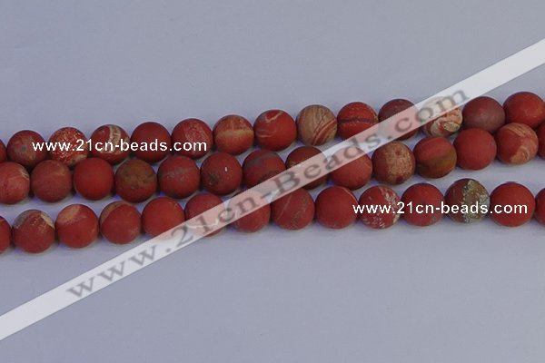 CRO935 15.5 inches 14mm round matte red jasper beads wholesale