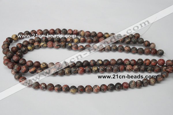 CRO94 15.5 inches 8mm round red leopard skin jasper beads wholesale