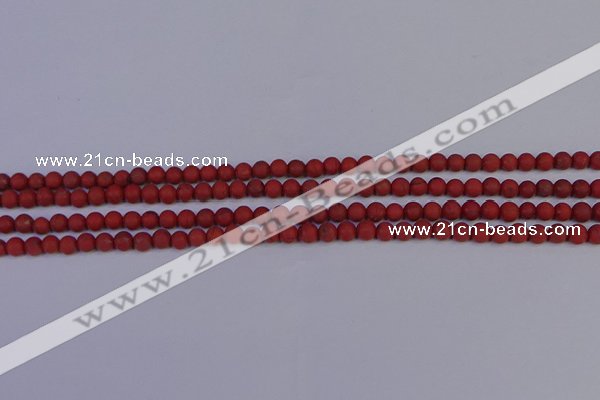 CRO940 15.5 inches 4mm round matte red jasper beads wholesale