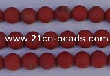 CRO941 15.5 inches 6mm round matte red jasper beads wholesale