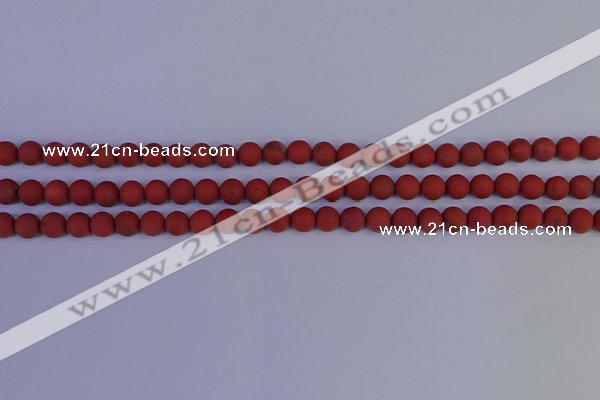 CRO941 15.5 inches 6mm round matte red jasper beads wholesale