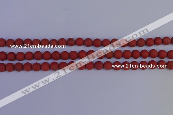 CRO942 15.5 inches 8mm round matte red jasper beads wholesale