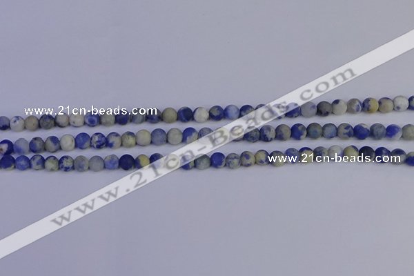 CRO950 15.5 inches 4mm round matte sodalite beads wholesale