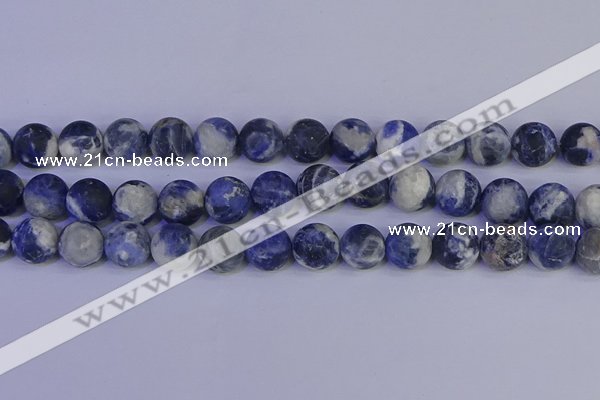 CRO955 15.5 inches 14mm round matte sodalite beads wholesale