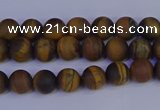 CRO960 15.5 inches 4mm round matte yellow tiger eye beads wholesale