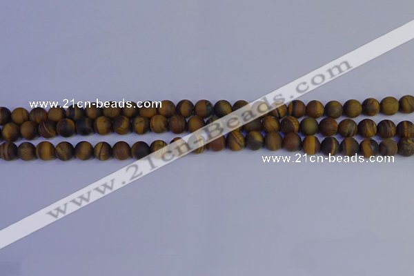 CRO961 15.5 inches 6mm round matte yellow tiger eye beads wholesale