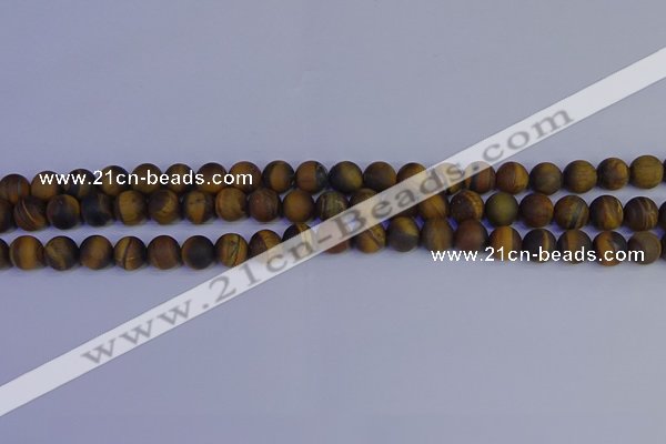 CRO962 15.5 inches 8mm round matte yellow tiger eye beads wholesale