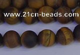 CRO963 15.5 inches 10mm round matte yellow tiger eye beads wholesale