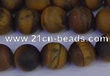 CRO964 15.5 inches 12mm round matte yellow tiger eye beads wholesale