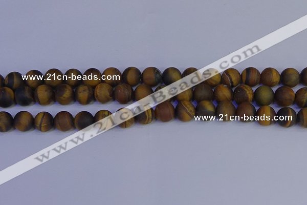 CRO964 15.5 inches 12mm round matte yellow tiger eye beads wholesale