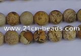 CRO971 15.5 inches 6mm round matte picture jasper beads wholesale